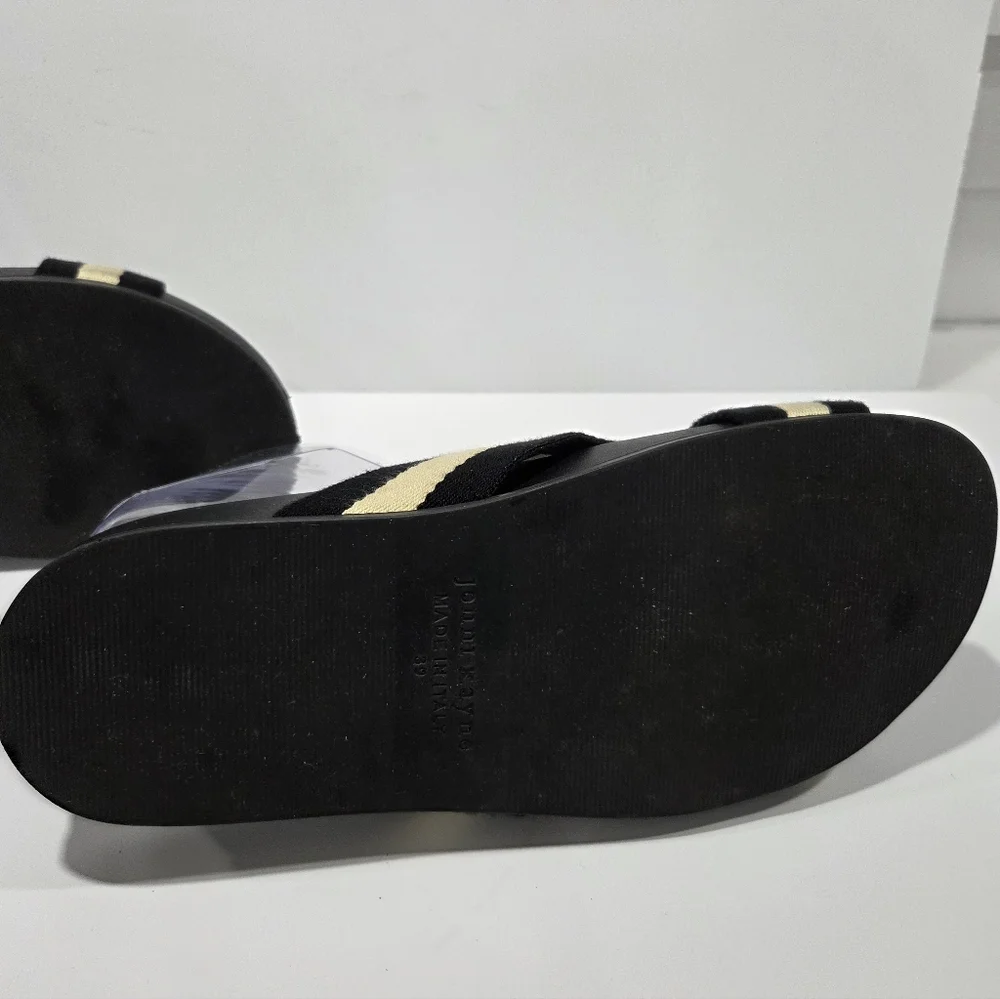 Jenni Kayne Black and Cream Crisscross Slide Sandals